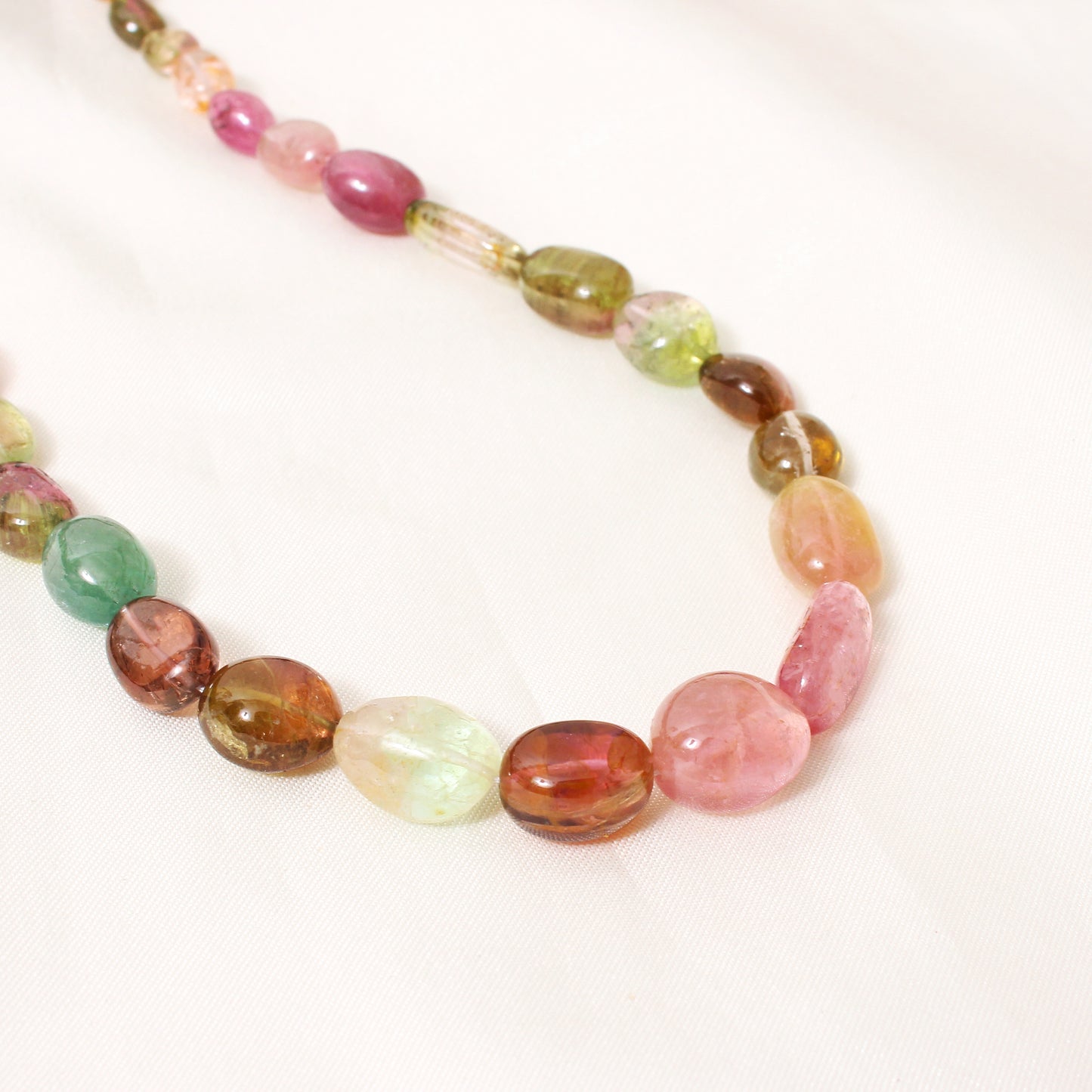 Natural Multi Tourmaline Plain Tumble Sarafa Necklace – Natural Multi-Color Gemstone Statement Jewelry
