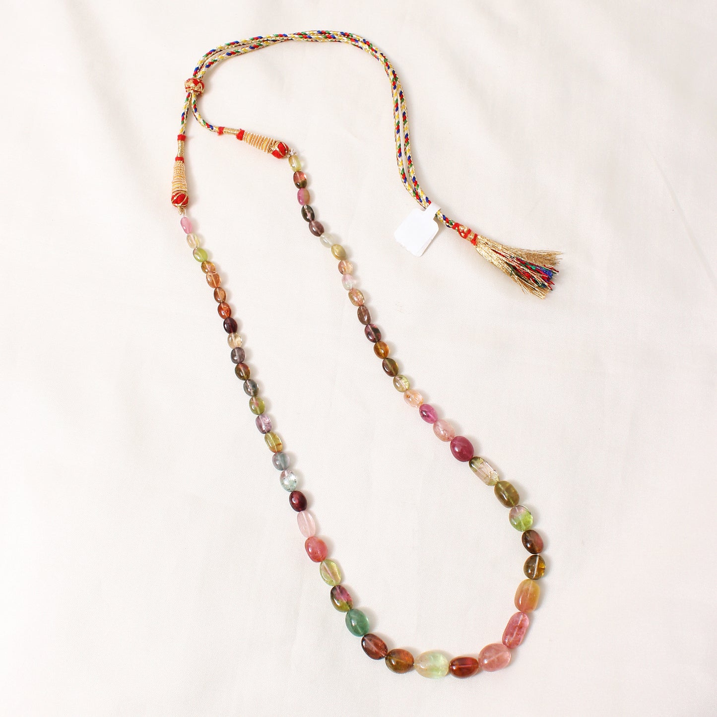 Natural Multi Tourmaline Plain Tumble Sarafa Necklace – Natural Multi-Color Gemstone Statement Jewelry