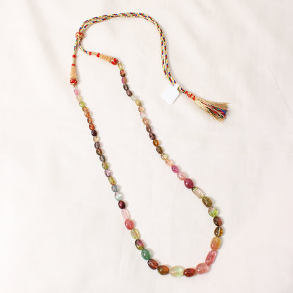 Natural Multi Tourmaline Plain Tumble Sarafa Necklace – Natural Multi-Color Gemstone Statement Jewelry