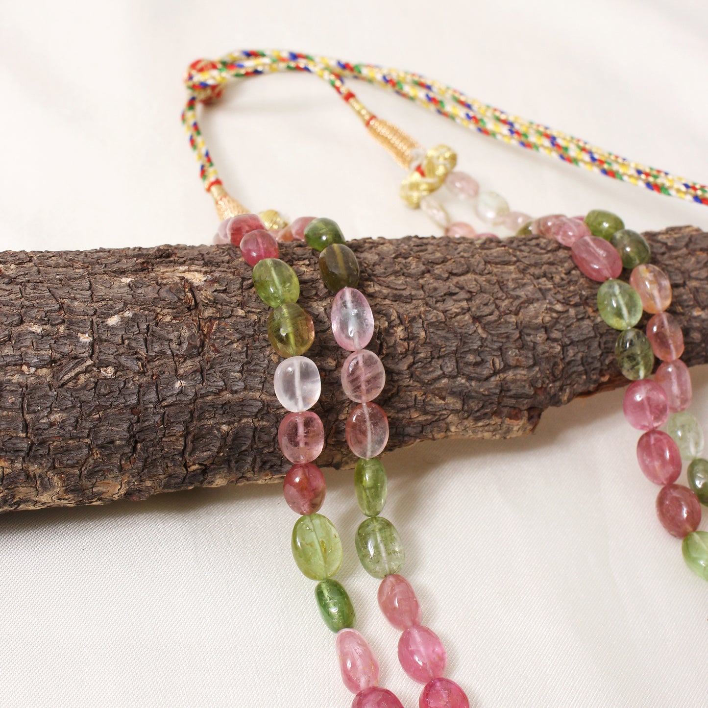 Multi-Color Tourmaline Double Layer Sarafa Necklace – Handmade Plain Tumble Beaded Jewelry0