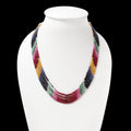 Multi-Precious Gemstone Necklace 5 Layers – Natural Ruby, Emerald, and Sapphire Faceted Rondelle Designer Sarafa Jewelry