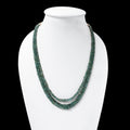 Natural Emerald 3 Layer Sarafa Necklace – Faceted Rondelle Gemstone Beads (3.5–6 mm) | Elegant Handcrafted Green Emerald Jewelry