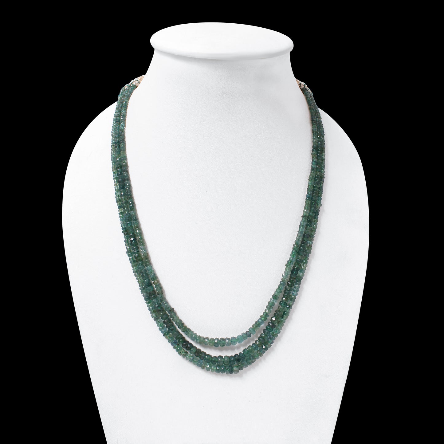 Natural Emerald 3 Layer Sarafa Necklace – Faceted Rondelle Gemstone Beads (3.5–6 mm) | Elegant Handcrafted Green Emerald Jewelry