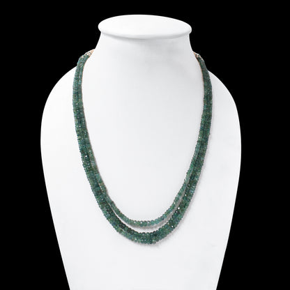 Natural Emerald 3 Layer Sarafa Necklace – Faceted Rondelle Gemstone Beads (3.5–6 mm) | Elegant Handcrafted Green Emerald Jewelry