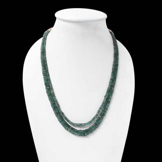 Natural Emerald 3 Layer Sarafa Necklace – Faceted Rondelle Gemstone Beads (3.5–6 mm) | Elegant Handcrafted Green Emerald Jewelry