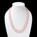 Natural Rose Quartz, Pearl & Pink Quartz 3 Layer Sarafa Necklace – Elegant Multi-Strand Gemstone Jewelry for Women