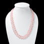 Luxury Rose Quartz & Pearl Sarafa Necklace – 3 Strand Plain Tumble Beaded Feminine Statement Piece