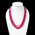 Pink Quartz 4 Layer Sarafa Necklace – Plain Oval Gemstone Beads 5x7 mm Elegant Statement Jewelry