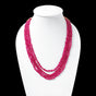 Pink Quartz 4 Layer Sarafa Necklace – Plain Oval Gemstone Beads 5x7 mm Elegant Statement Jewelry