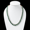Green Aventurine & Pearl 2-Layer Sarafa Necklace – Plain Oval Muskmelon Beads | Elegant Healing Gemstone Jewelry