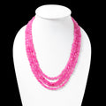 Designer Pink Quartz 4-Strand Necklace – Smooth Nugget Beads 6x7 mm Soft Pink Statement Jewelry