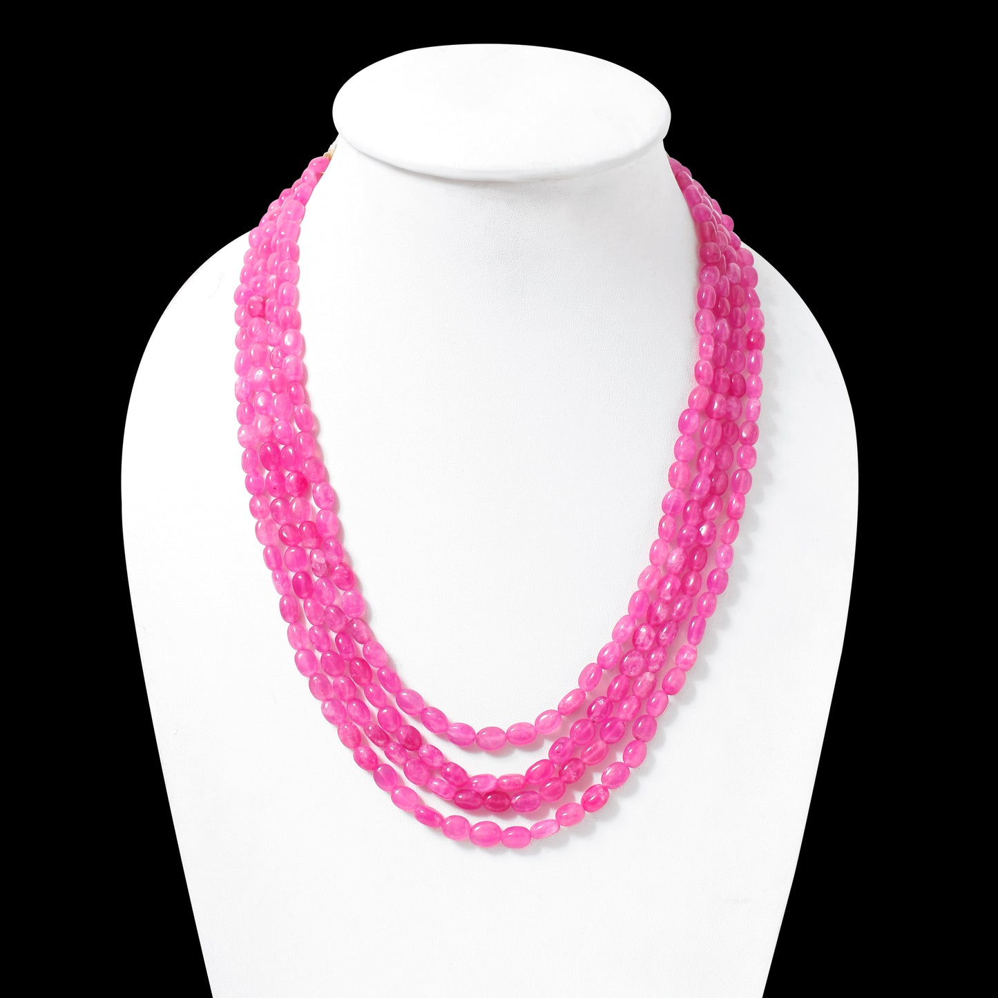 Designer Pink Quartz 4-Strand Necklace – Smooth Nugget Beads 6x7 mm Soft Pink Statement Jewelry