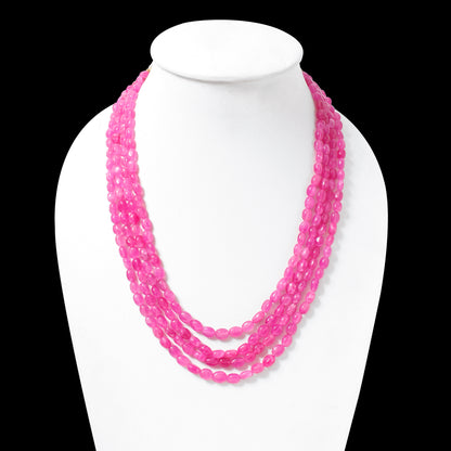 Designer Pink Quartz 4-Strand Necklace – Smooth Nugget Beads 6x7 mm Soft Pink Statement Jewelry