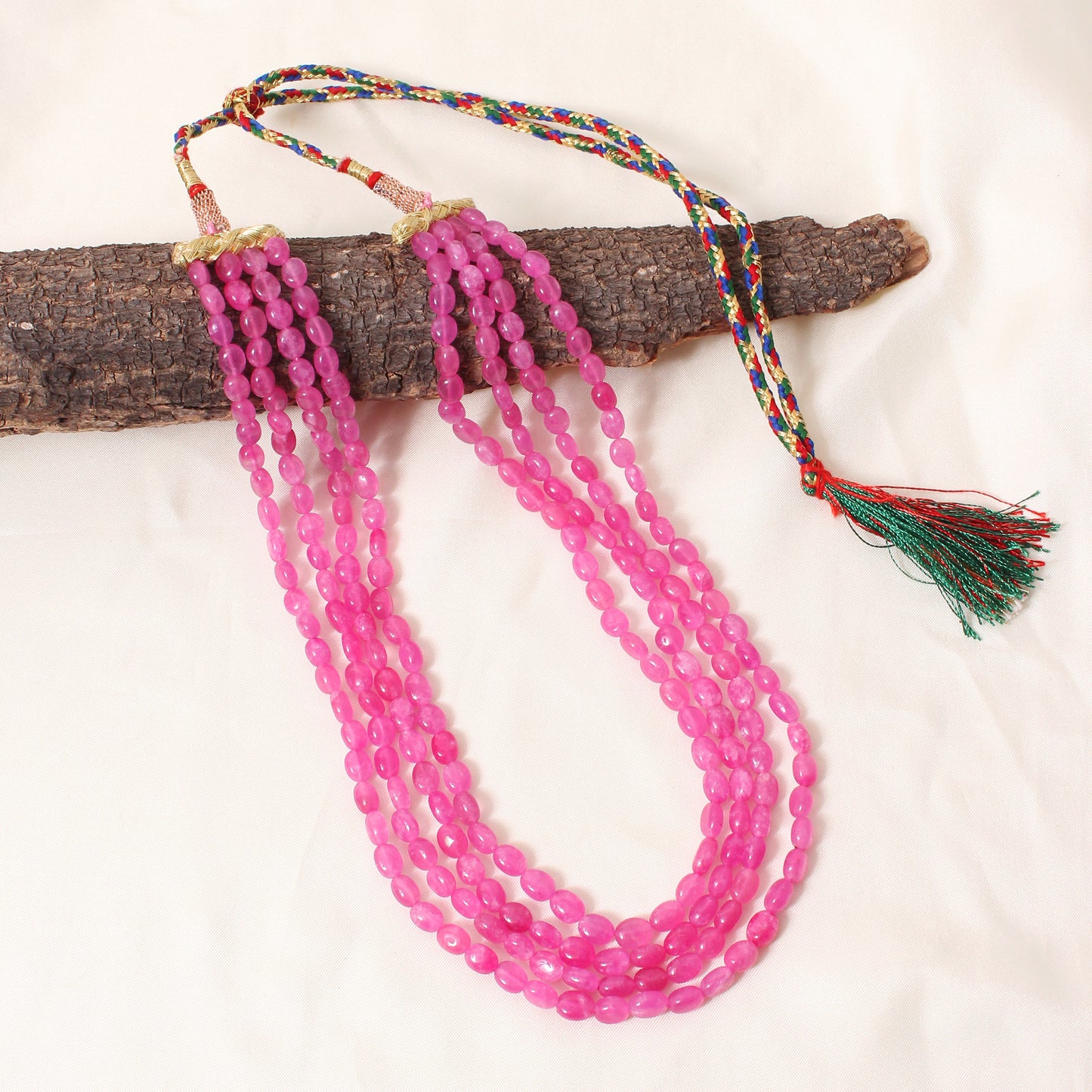 Designer Pink Quartz 4-Strand Necklace – Smooth Nugget Beads 6x7 mm Soft Pink Statement Jewelry