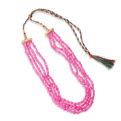 Designer Pink Quartz 4-Strand Necklace – Smooth Nugget Beads 6x7 mm Soft Pink Statement Jewelry