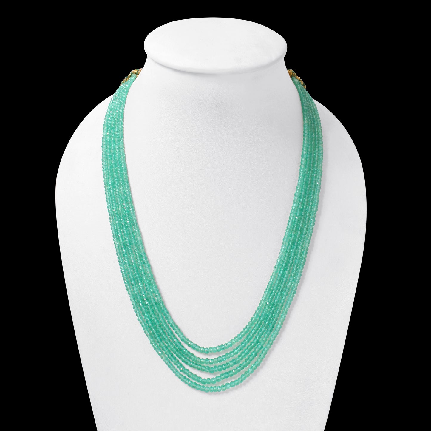 Natural Green Aventurine 5 Layer Sarafa Necklace – Faceted Rondelle Gemstone Beaded Statement Jewelry 3-4 mm