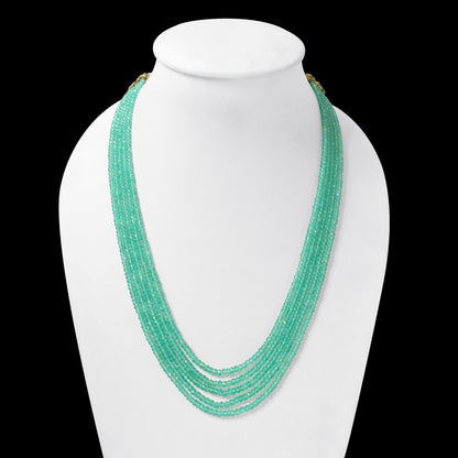 Natural Green Aventurine 5 Layer Sarafa Necklace – Faceted Rondelle Gemstone Beaded Statement Jewelry 3-4 mm