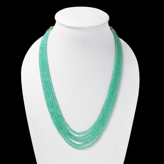 Natural Green Aventurine 5 Layer Sarafa Necklace – Faceted Rondelle Gemstone Beaded Statement Jewelry 3-4 mm