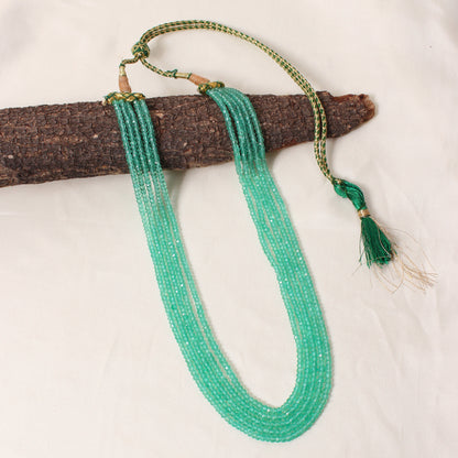 Natural Green Aventurine 5 Layer Sarafa Necklace – Faceted Rondelle Gemstone Beaded Statement Jewelry 3-4 mm