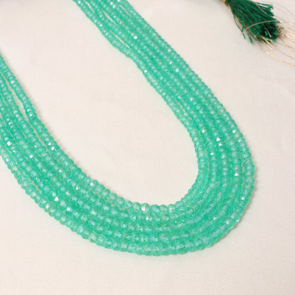 Natural Green Aventurine 5 Layer Sarafa Necklace – Faceted Rondelle Gemstone Beaded Statement Jewelry 3-4 mm
