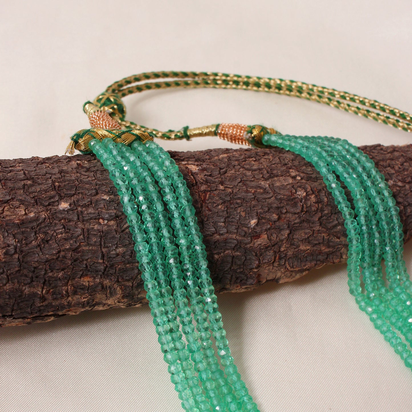 Natural Green Aventurine 5 Layer Sarafa Necklace – Faceted Rondelle Gemstone Beaded Statement Jewelry 3-4 mm