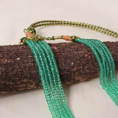 Natural Green Aventurine 5 Layer Sarafa Necklace – Faceted Rondelle Gemstone Beaded Statement Jewelry 3-4 mm