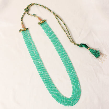 Natural Green Aventurine 5 Layer Sarafa Necklace – Faceted Rondelle Gemstone Beaded Statement Jewelry 3-4 mm