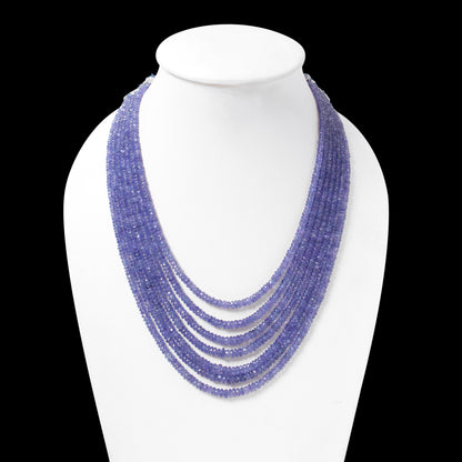 Natural Tanzanite 7 Layers Sarafa Gemstone Necklace – Faceted Rondelle Handmade Statement Jewelry