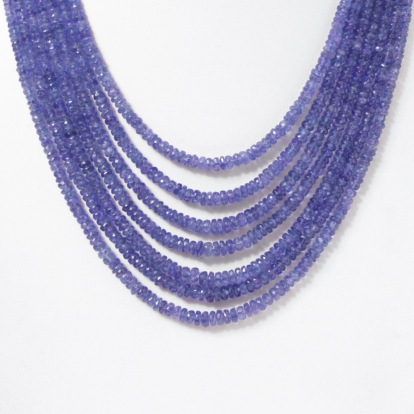 Natural Tanzanite 7 Layers Sarafa Gemstone Necklace – Faceted Rondelle Handmade Statement Jewelry