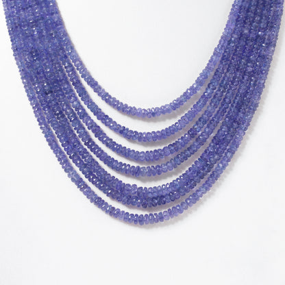 Natural Tanzanite 7 Layers Sarafa Gemstone Necklace – Faceted Rondelle Handmade Statement Jewelry
