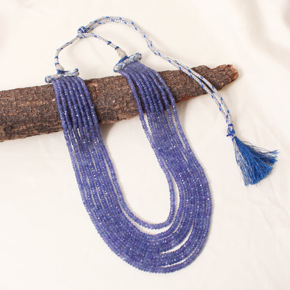 Natural Tanzanite 7 Layers Sarafa Gemstone Necklace – Faceted Rondelle Handmade Statement Jewelry
