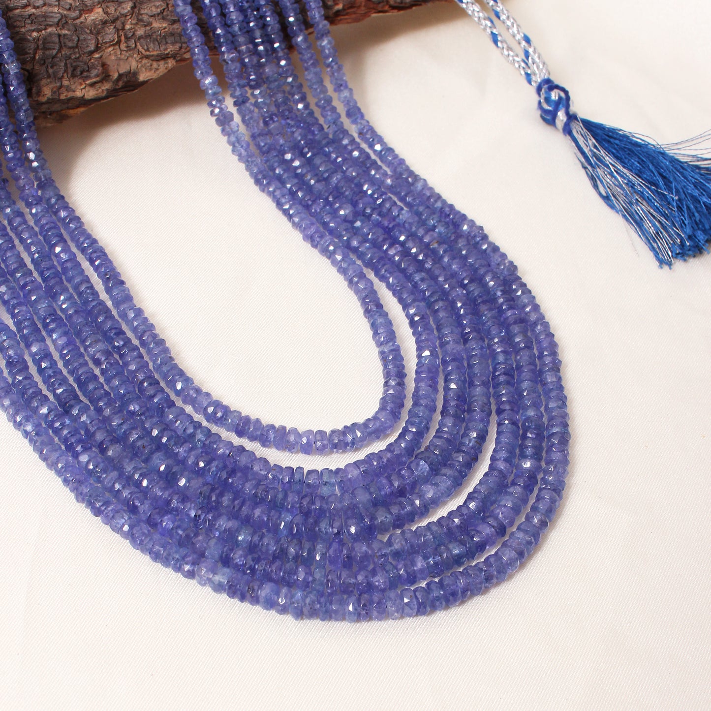 Natural Tanzanite 7 Layers Sarafa Gemstone Necklace – Faceted Rondelle Handmade Statement Jewelry