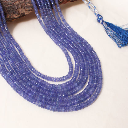 Natural Tanzanite 7 Layers Sarafa Gemstone Necklace – Faceted Rondelle Handmade Statement Jewelry