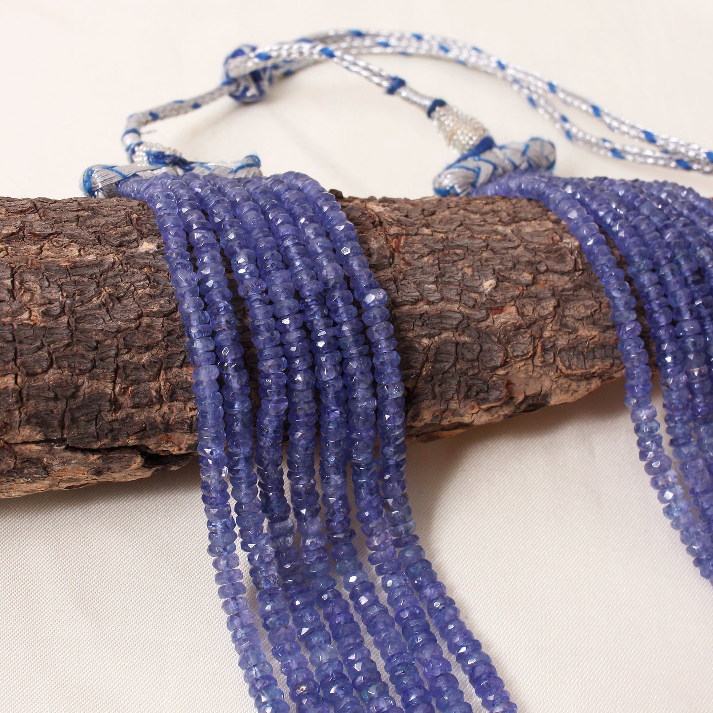 Natural Tanzanite 7 Layers Sarafa Gemstone Necklace – Faceted Rondelle Handmade Statement Jewelry