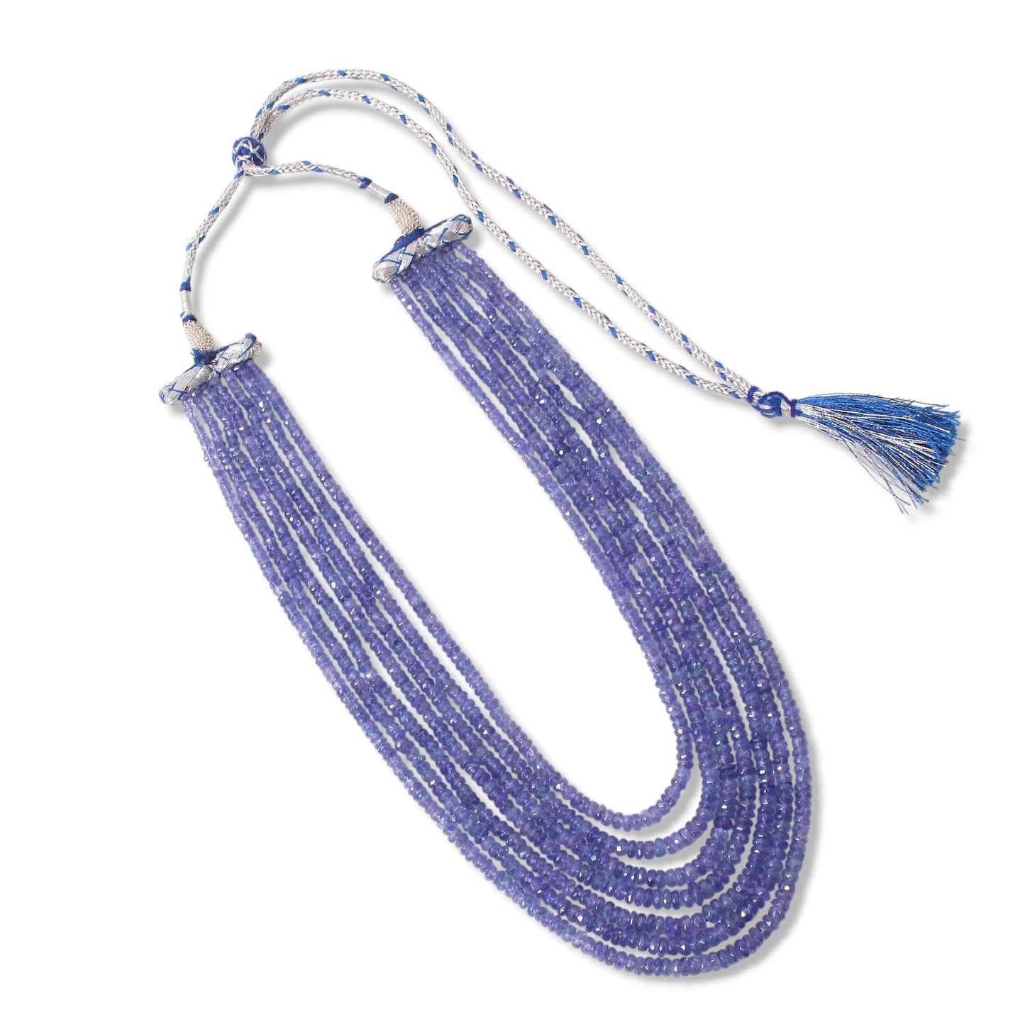 Natural Tanzanite 7 Layers Sarafa Gemstone Necklace – Faceted Rondelle Handmade Statement Jewelry