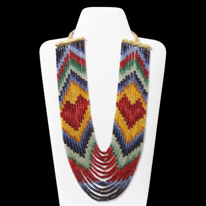 Multi Quartz 13 Layers Sarafa Gemstone Necklace – Faceted Rondelle Handmade Statement Jewelry