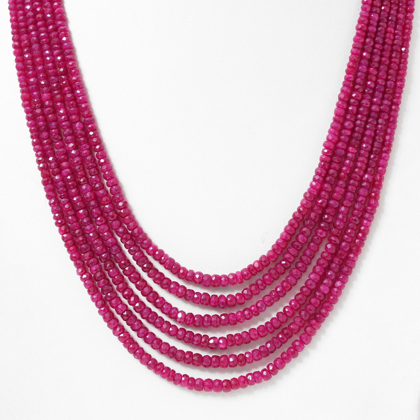 Handcrafted Natural Ruby Necklace – 6 Layer Faceted Rondelle Gemstone Elegant Jewelry for Women