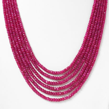 Handcrafted Natural Ruby Necklace – 6 Layer Faceted Rondelle Gemstone Elegant Jewelry for Women