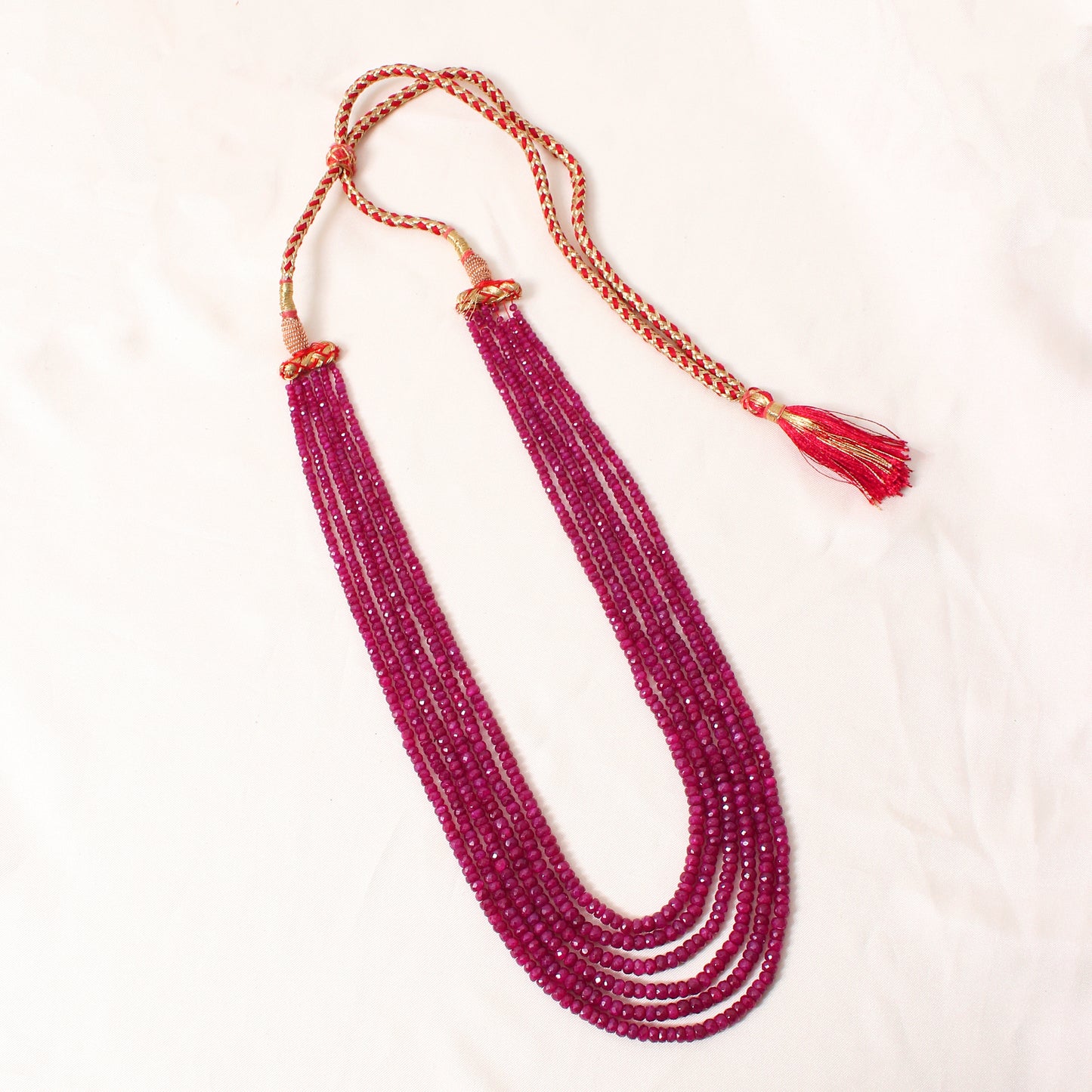 Handcrafted Natural Ruby Necklace – 6 Layer Faceted Rondelle Gemstone Elegant Jewelry for Women
