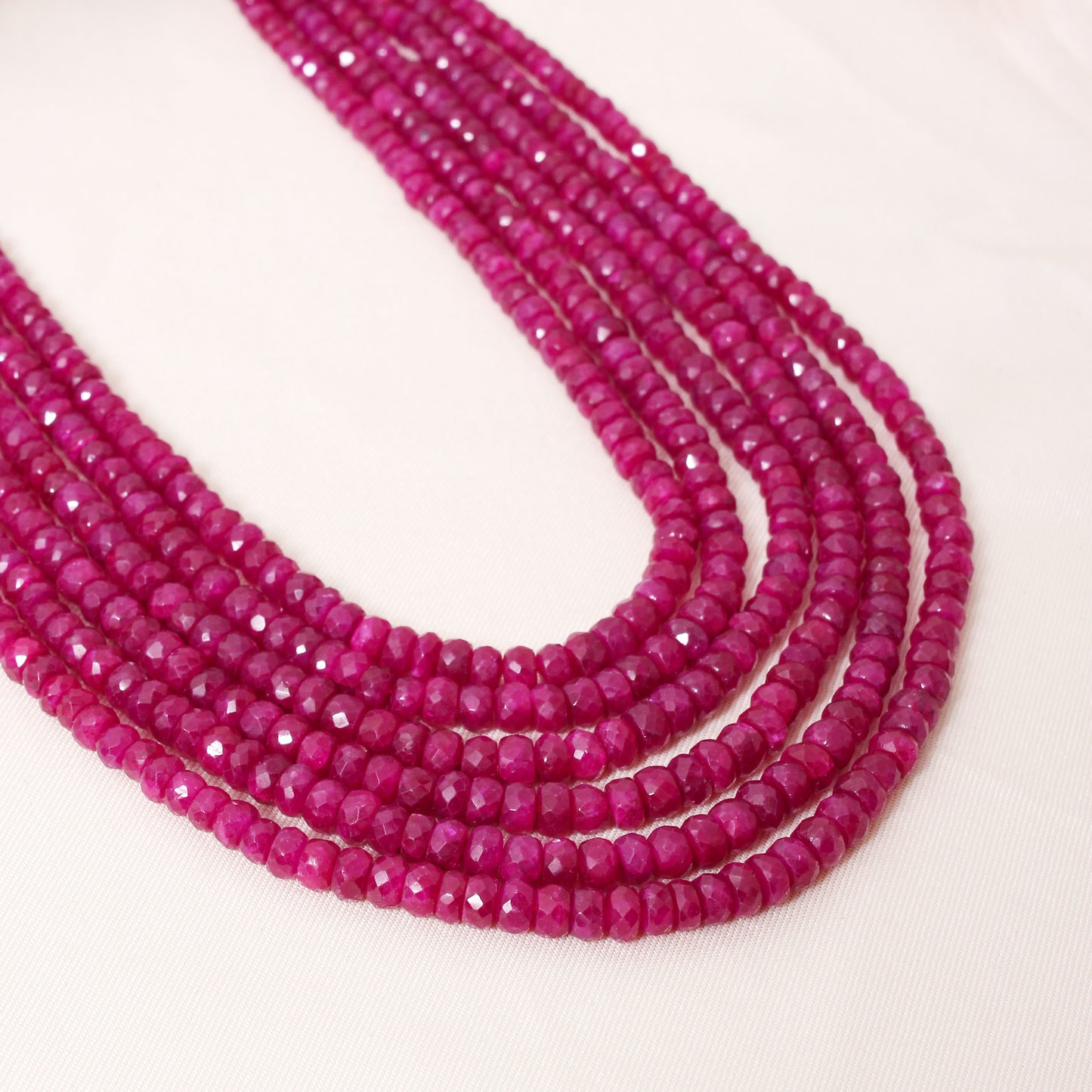 Handcrafted Natural Ruby Necklace – 6 Layer Faceted Rondelle Gemstone Elegant Jewelry for Women