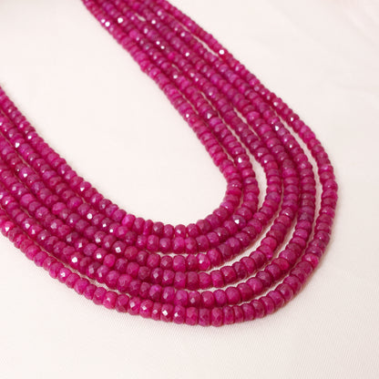 Handcrafted Natural Ruby Necklace – 6 Layer Faceted Rondelle Gemstone Elegant Jewelry for Women