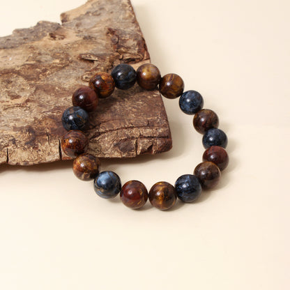 Natural Pietersite Smooth Round Bead Stretch Bracelet – Multicolor Gemstone Jewelry
