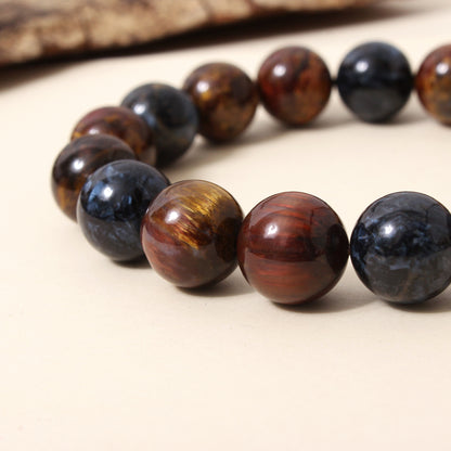 Natural Pietersite Smooth Round Bead Stretch Bracelet – Multicolor Gemstone Jewelry
