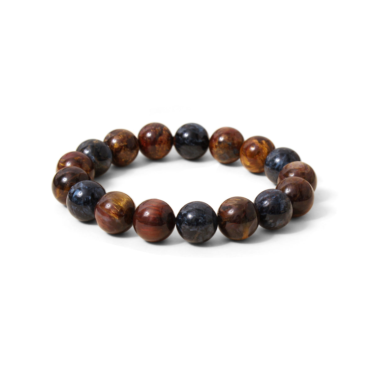 Natural Pietersite Smooth Round Bead Stretch Bracelet – Multicolor Gemstone Jewelry
