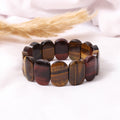 Natural Tiger Eye Multicolor Fancy Shape Stretch Bracelet – Golden Brown & Red Gemstone Bead Jewelry