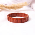 Natural Red Jasper Rectangle Bead Stretch Bracelet – Polished Terracotta Red Gemstone Jewelry
