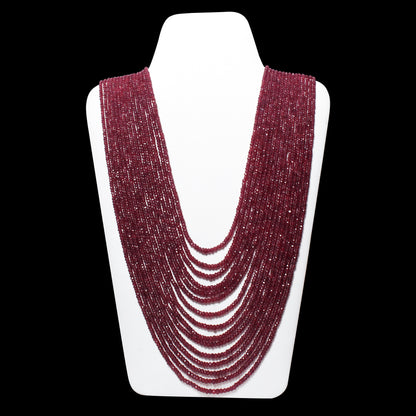 Royal Natural Ruby Red 15-Layer Statement Necklace – Luxury Traditional Sarafa Gemstone Jewelry