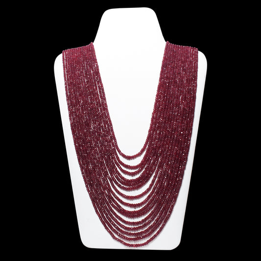 Royal Natural Ruby Red 15-Layer Statement Necklace – Luxury Traditional Sarafa Gemstone Jewelry