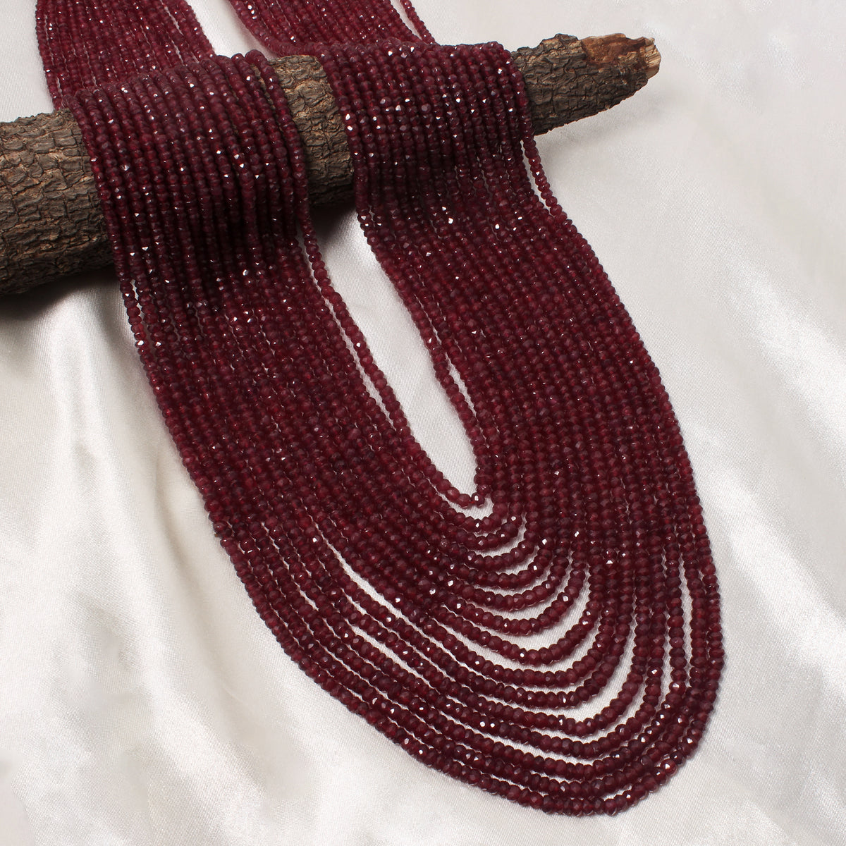 Royal Natural Ruby Red 15-Layer Statement Necklace – Luxury Traditional Sarafa Gemstone Jewelry