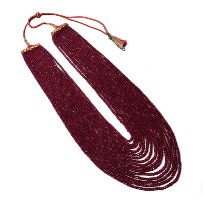 Royal Natural Ruby Red 15-Layer Statement Necklace – Luxury Traditional Sarafa Gemstone Jewelry